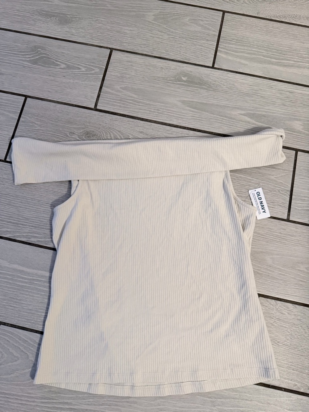 Old Navy Cream Ribbed Off-Shoulder Tank